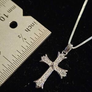 . 63CTW Moissanite Cross in 925 setting on 18" Sterling box chain